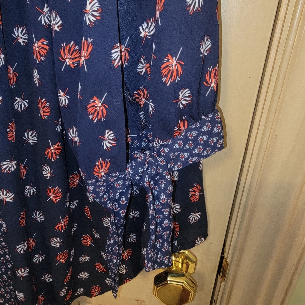Womens plus sz 2X Heart Soul Plus off should navy red shirt cute - Picture 8 of 10